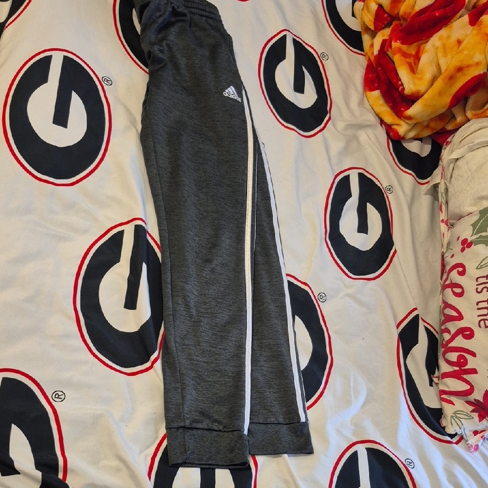 Adidas Kids Charcoal Joggers with White Stripes